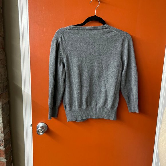 Van Heusen Argyle Button Ruffled Sweater Size Medium 100% Cotton - Picture 2 of 3